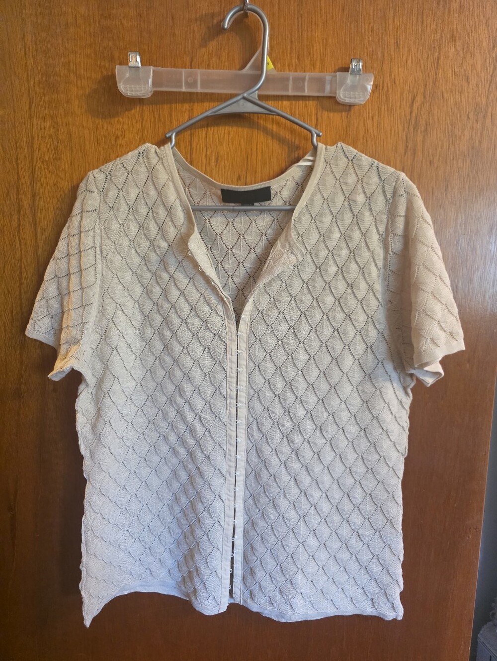 Zara Cream Short-Sleeve Knit Top